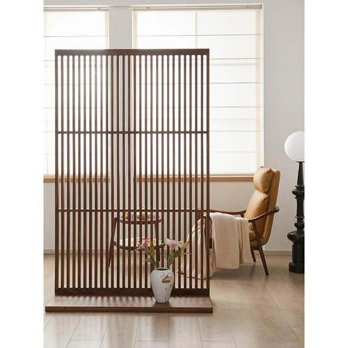 北美黑胡桃木实木屏风隔断客厅卧室遮挡家用现代简约入户玄关定制