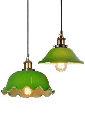 绿色玻璃吊灯创意美式复古风怀旧装饰田园餐厅卧室咖啡厅茶室灯具