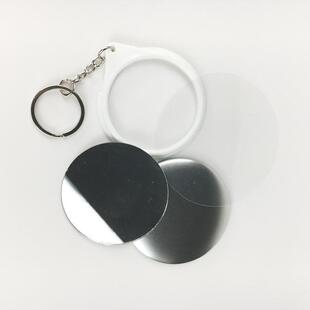 58MM镜子钥匙扣长链款DIY广告小礼品镜子钥匙链空白配件100套价
