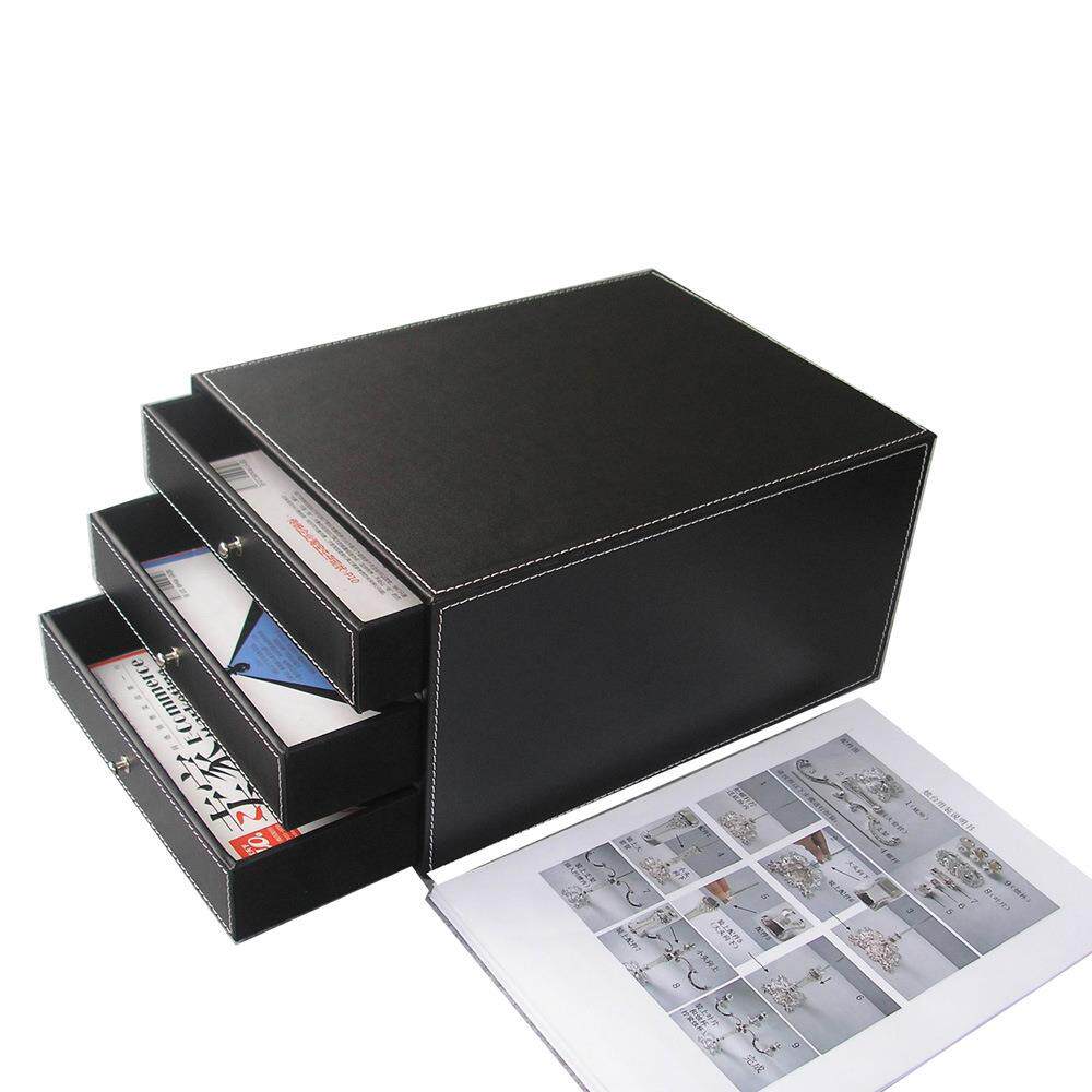 商务办公文件三层皮革收纳柜A4纸张抽屉柜高档办公室创意档案箱柜