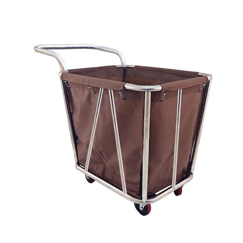 不锈钢酒店客房布草车布袋宾馆加厚清洁房口车工作收纳服务手推车