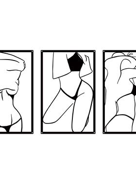 三件套金属面装挂饰家室居黑色铁艺工艺品壁璧饰客A152墙厅卧璧饰