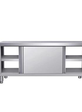 商304不锈工作台厨房酒推CUA店拉门操作台打荷台家用用钢收纳储物