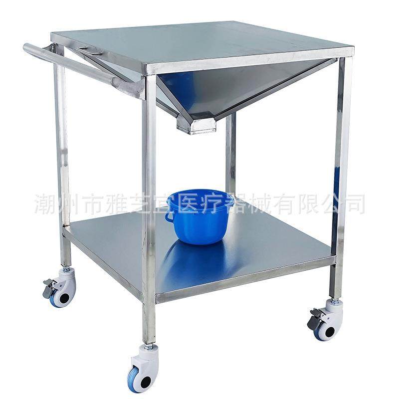 不锈钢清创车加厚长方形翻盖清创缝合工具车带桶医院用冲洗工具车