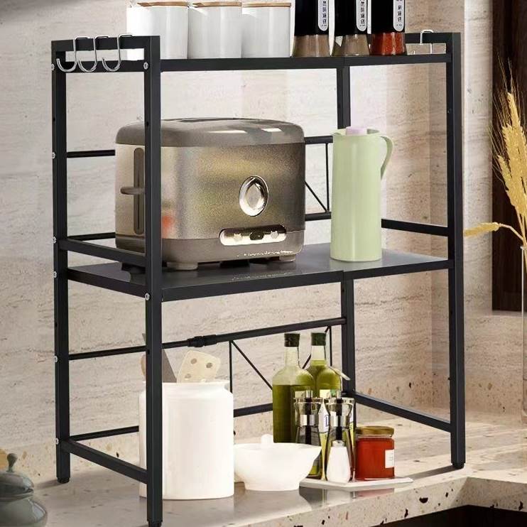 实用微波炉厨房置物架金属多层家用台面收纳烤箱储物架伸缩收纳架