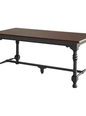 木法式实餐桌用中古黑色南洋风古家长桌美式乡村复别墅长方形饭桌