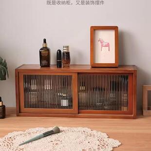 整理书房化妆品收纳架柜子木质展示柜杯子办公木桌置物架日式