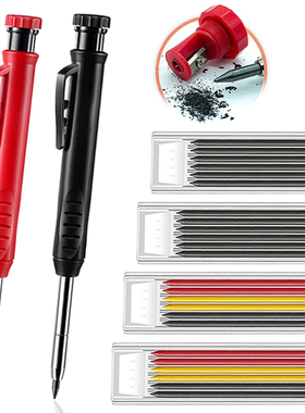 Solid Carpenter Pencil Set with 6 Refill Leads Built-in Shar
