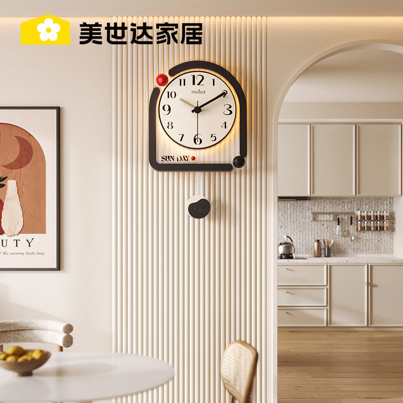 速发复古装饰钟表挂钟客厅2024钟款简约家用创意表挂墙时新灯静音