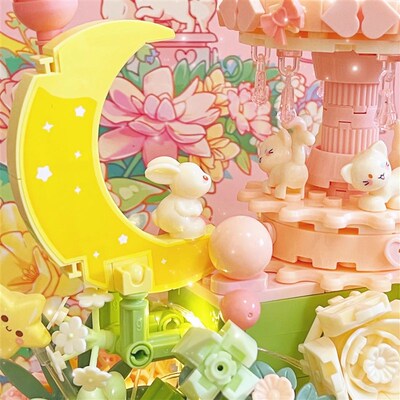 速发花颜月下积木花森宝积木孩生日情人节礼物益智拼装玩具2024新