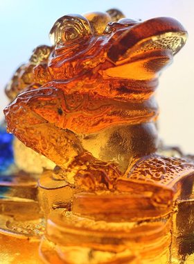 速发金蟾琉璃招财摆件居家客纳店面前台桌面摆放厅福聚财装饰手工