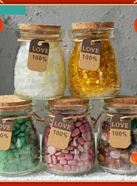 速发水晶碎石许愿瓶摆件粉紫白水晶家石聚厅碎居装饰品客宝盆配件