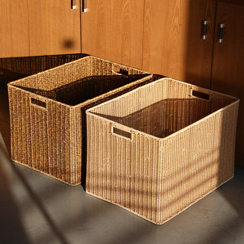 速发超收容量大纳箱欧式仿藤编衣服被子筐具收纳整理玩家用储物篮