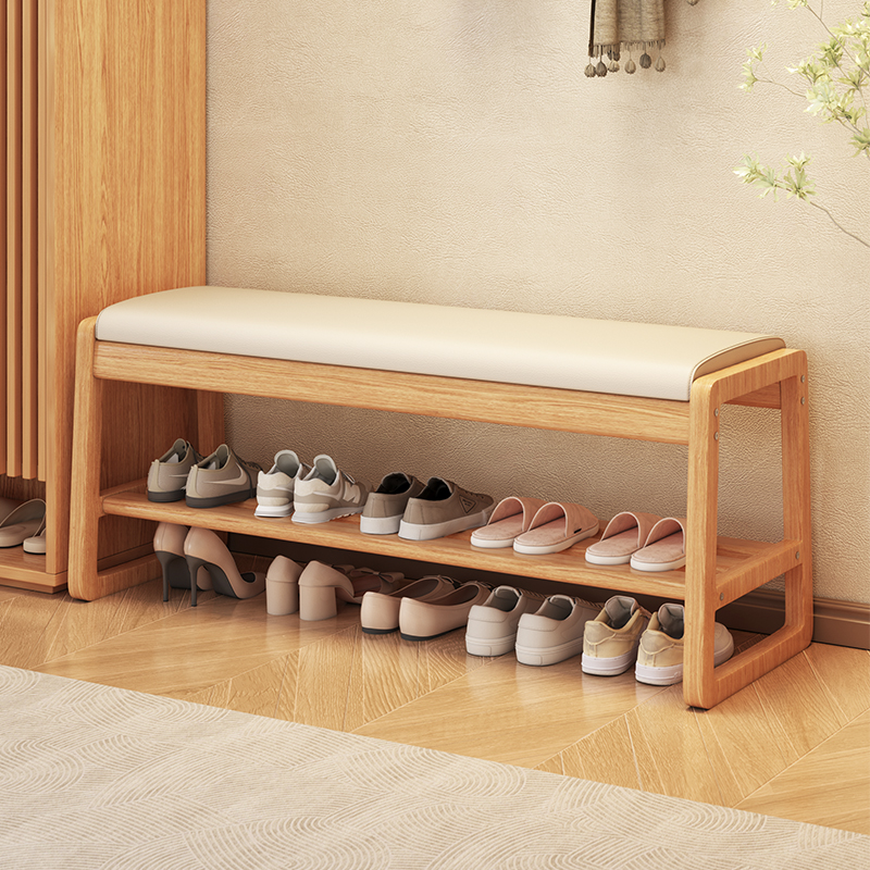 速发换鞋凳门口家用实木鞋架高坐可端软包坐玄入户垫关极窄进门穿