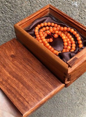 速发缅甸黄花梨机关盒实木结作家居收纳盒卯榫珠构鲁班工艺制宝首