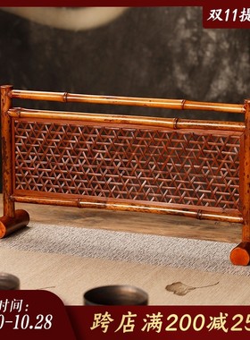 速发新中式桌栏屏风隔断挡板家件小复古装饰摆用栅面围栏摄影道具