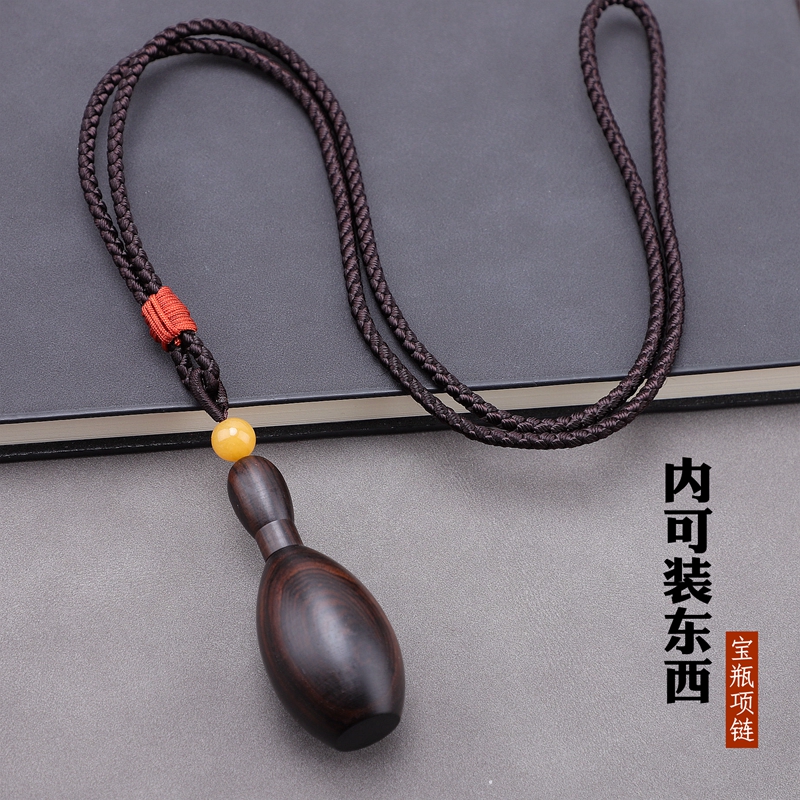 速发可打开黑檀木毛衣链嘎乌盒装东西挂件项链长款百搭配饰品2021