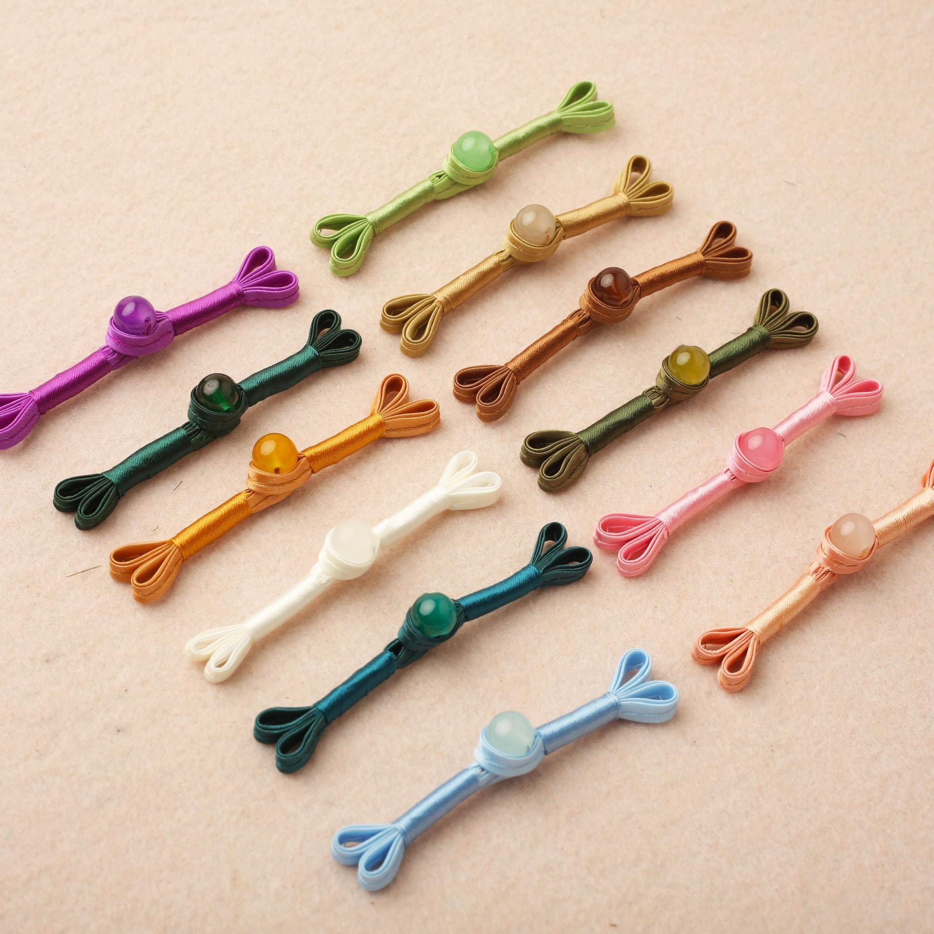 速发纯子中工风旗袍唐装古装上衣扣手国玉石绕线燕尾一字扣头盘色