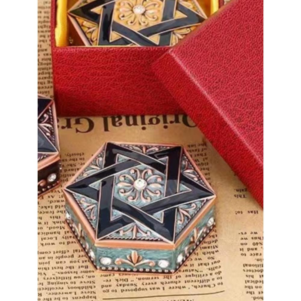 韩日式复古公主六芒星金属创意收纳首饰盒珠宝饰品礼品摄影道具