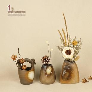 饰品摆件家居饰品复古茶柜小花瓶干花茶桌茶室客厅房间摆设 装