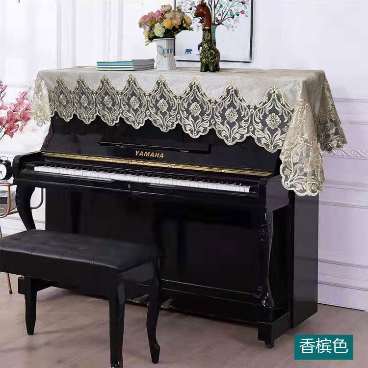 精选新款现代简约钢琴罩半罩中式蕾丝电钢琴巾欧式防尘金丝绒钢琴