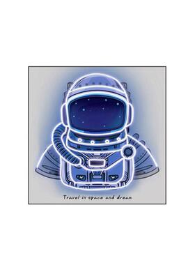 设计师严选儿童房男孩宇航员主题摆件书桌自动翻页时钟座钟软装饰