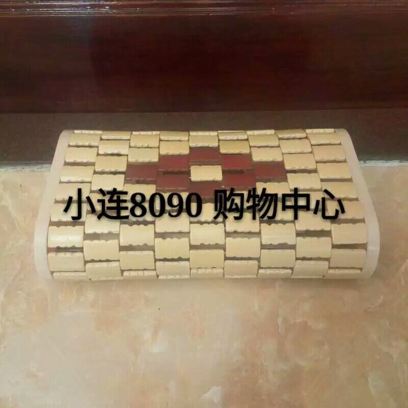 潮汕手工编织夏季凉枕头竹片枕头 原木板竹粒枕头空心麻将籽护颈