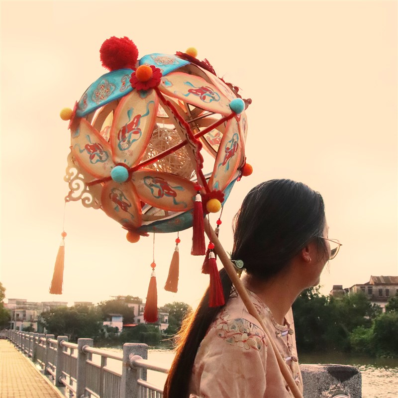 中秋节手持国潮绣球花灯手工diy材料包非遗宫灯古风灯笼拍照道具