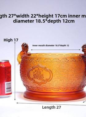釉聚宝盆吸引财富和宝饰品为家庭客厅元宝满锅到迦特财富和乔迁店