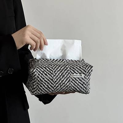编织布艺纸巾盒客厅饭厅车载卫生纸盒套子纸巾收纳盒布包餐巾纸套