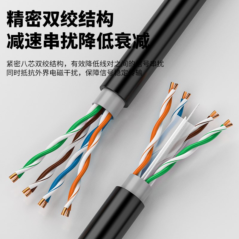 包邮超五类超六类室外阻水纯铜网线家用无氧铜POE监控双屏蔽300米
