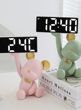 暴力熊时钟表摆台式电子闹钟桌面客厅数字钟表摆放式卧室家用摆件