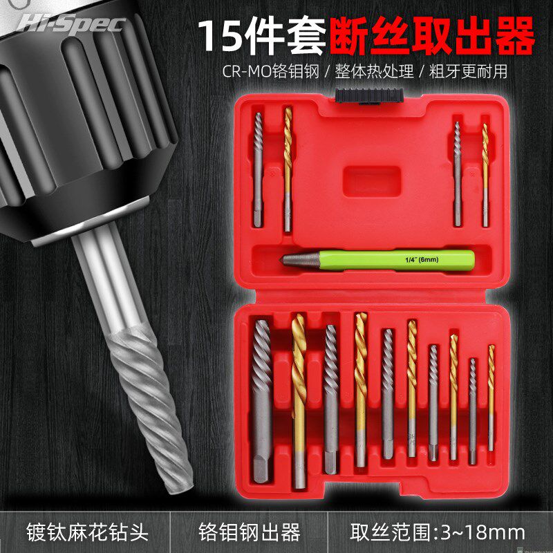 希孟断丝取出器生锈螺丝反丝套装断头螺丝多功能钻头滑丝取出工具