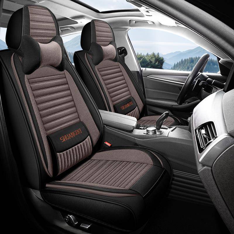新款亚麻汽车坐垫四季通用全包汽车座椅套直销D-81