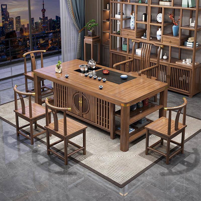 my实木茶桌椅组合新中式茶台办公室茶几家用茶具套装