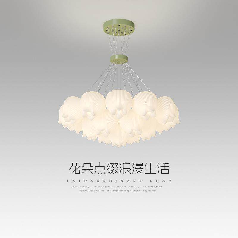 客厅主灯奶油风创意高级感玫瑰花吊灯现代简约智能家用餐厅吊灯具