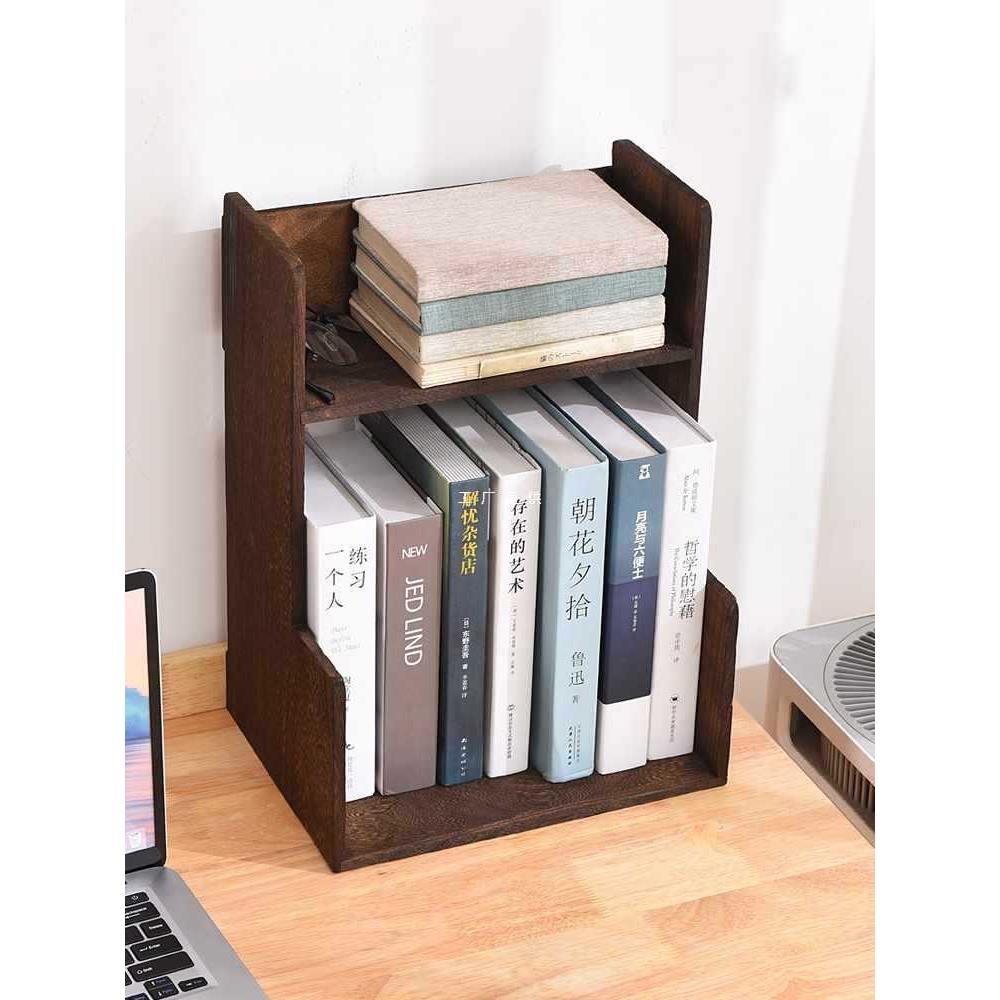 ft实木桌面书架小型储物阶梯书柜摆放学生书桌收纳架置物架办公书