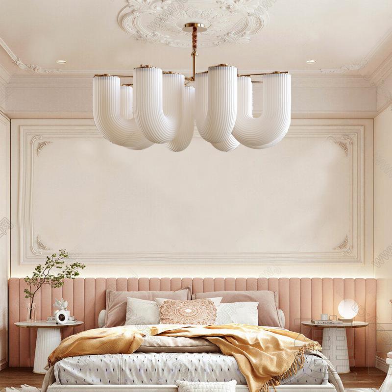 法式中古奶油风客厅U形吊灯北欧现代创意设计师餐厅卧室民宿灯