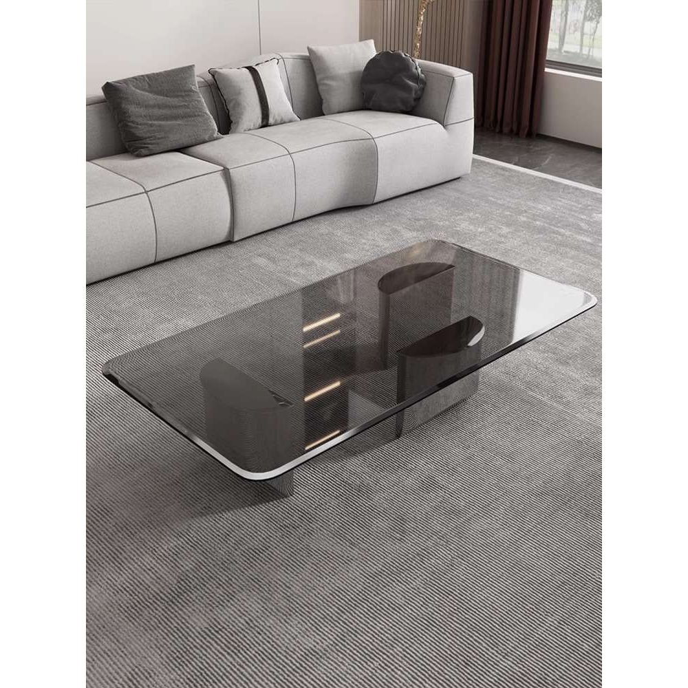 意式极简钢化玻璃茶几小户型家用客厅长方形网红茶几边几组合