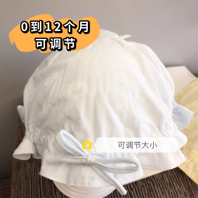 婴儿帽子春秋薄款纯棉胎帽0-8个月宝宝公主帽满月初新生婴儿盆帽