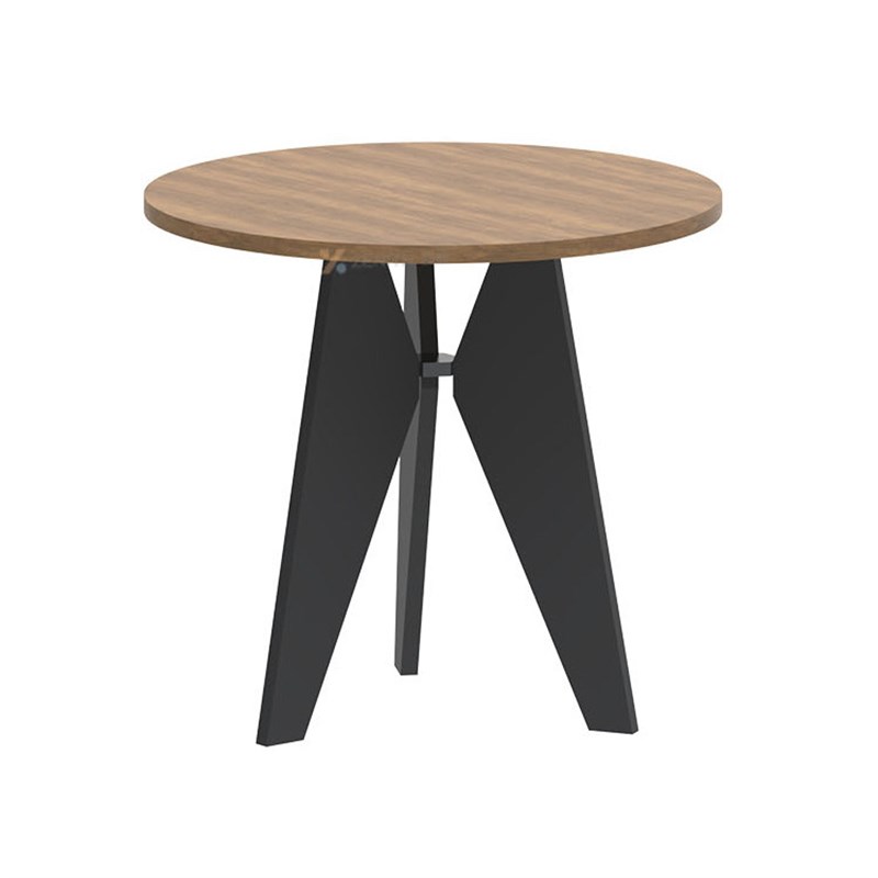 小型圆形洽谈桌深胡桃木色休闲桌椅会议台餐桌办公台会客桌小圆桌