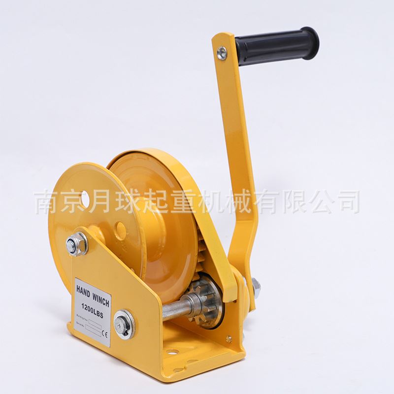 附煞车式手摇绞盘 500KG公斤双向自锁式小型手动绞车带轴承卷扬机