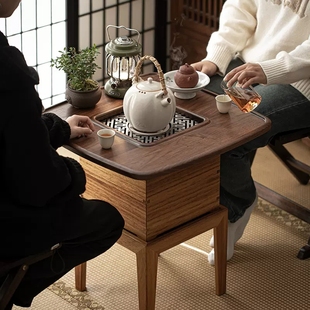 胡桃木围炉茶桌m新中式 极速新品 网红炭炉榻榻米小茶台家用庭院小