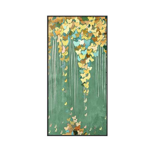 现代北欧抽象玄关装饰画进门墙花卉油画轻奢大幅餐厅壁画客厅挂画