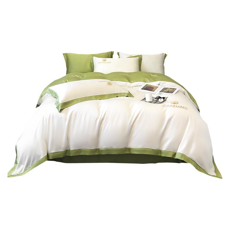 仿用真丝四件套北通欧水洗床单上CQ水洗仿被罩南家纺床品纯色被套