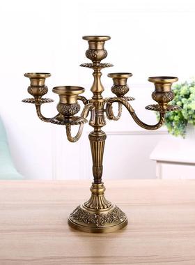 欧式烛台创意简约婚庆家居装饰五头青铜蜡烛烛台ins金属烛台