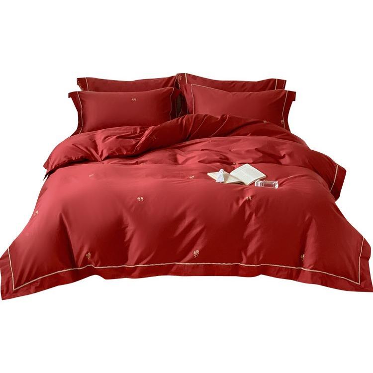 婚庆全棉床单被件套100支结婚织提25R10四花套床上用色品法师浪漫