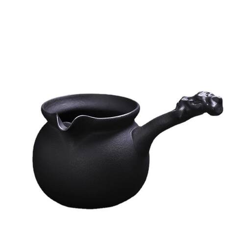 火山石半手工制作侧把煮茶壶黑陶日式过滤煮茶器电陶炉冲茶器