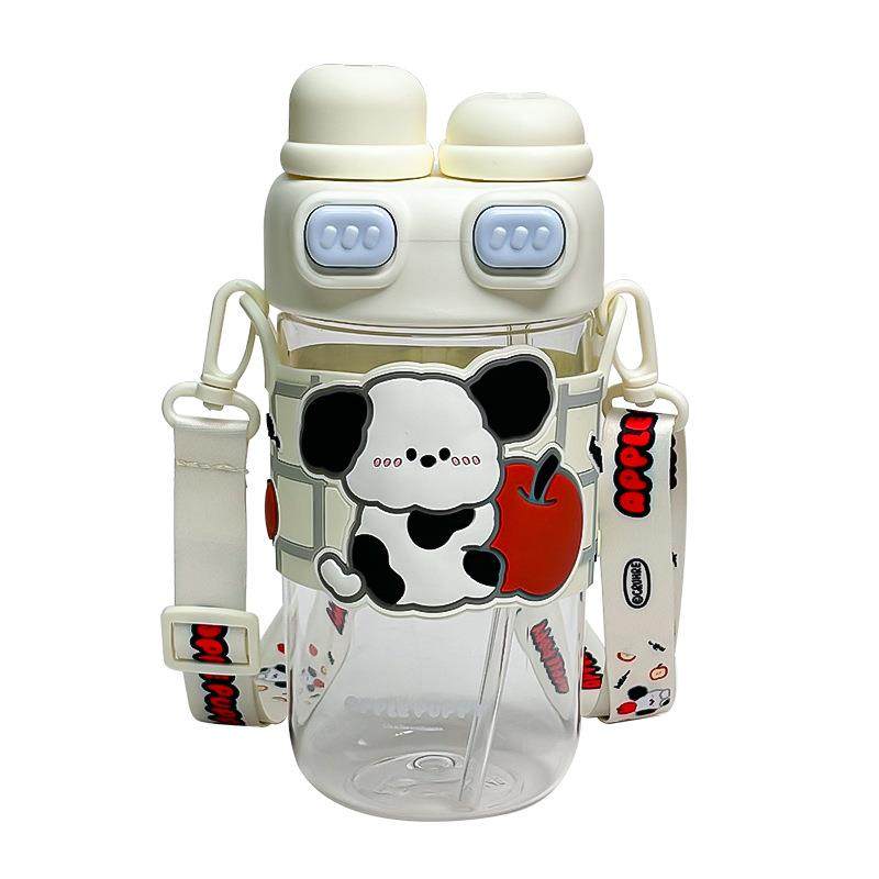 卡皮巴拉双盖塑料杯自带调节杯绳方便携带卡通杯套硅胶吸管饮水杯,户外/登山/野营/旅行用品,水杯,淘宝优惠券,粉丝福利购,淘宝优惠卷