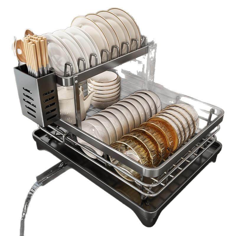 优勤碗碟收纳架沥水碗架厨房置物架不锈钢碗筷放碗盘子双层沥水篮,厨房/烹饪用具,抹布架/厨房清洁收纳架,淘宝优惠券,粉丝福利购,淘宝优惠卷